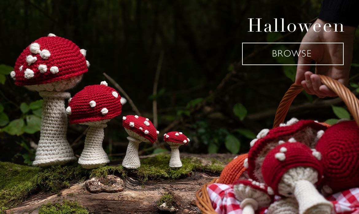 Halloween toadstools crochet pattern kits toft new